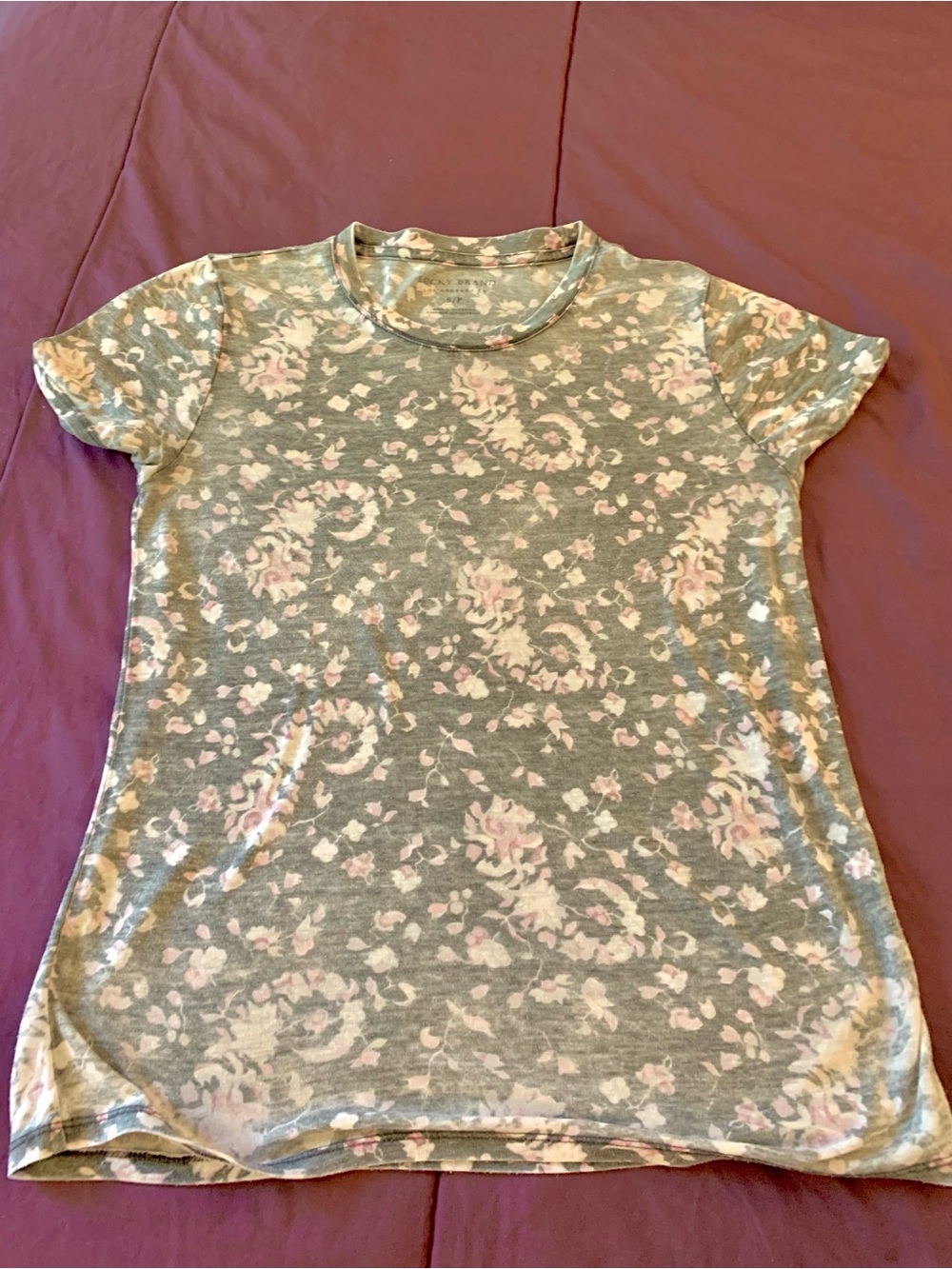 Lucky Brand Floral Crewneck Tee - Gray & Pink